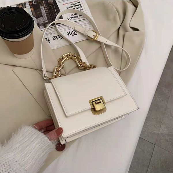 luxury shoulder bags designer messenger bag fashion crossbody for women thick chain handle handbags leather satchel clutch bag simple design